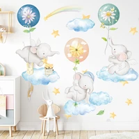 cartoon elephant wall stickers home decor kids room wall decor baby bedroom decoration cute animals wallpaper vinyl wall decals