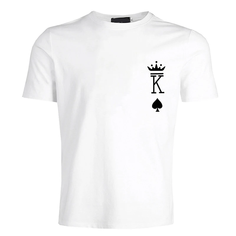 Покерный принт короткий рукав Повседневная парная футболка модный новый стиль