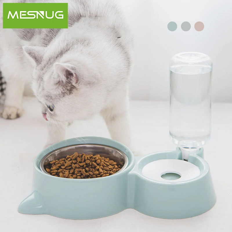 MESNUG кошачья головка двойные кошачьи чаши Съемная нержавеющая сталь Нетоксичная