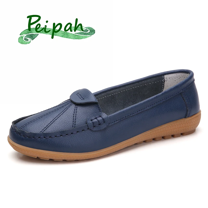 Мокасины PEIPAH женские из натуральной кожи туфли ручной работы Повседневные