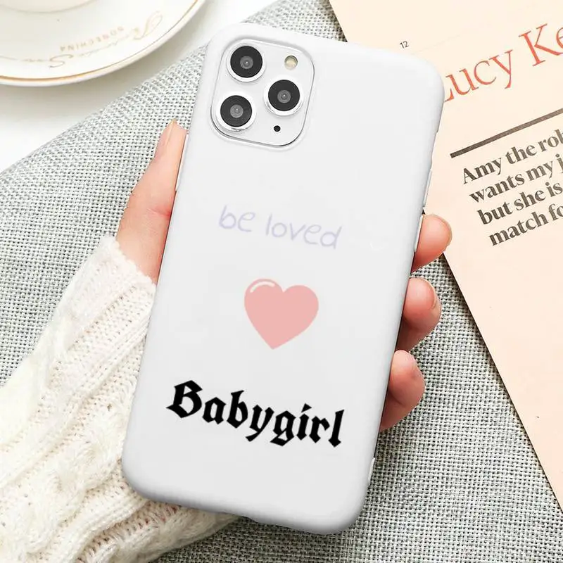 love babygirl phone case for iphone 12 11 pro max mini xs 8 7 6 6s plus x se 2020 xr candy white silicone cover free global shipping