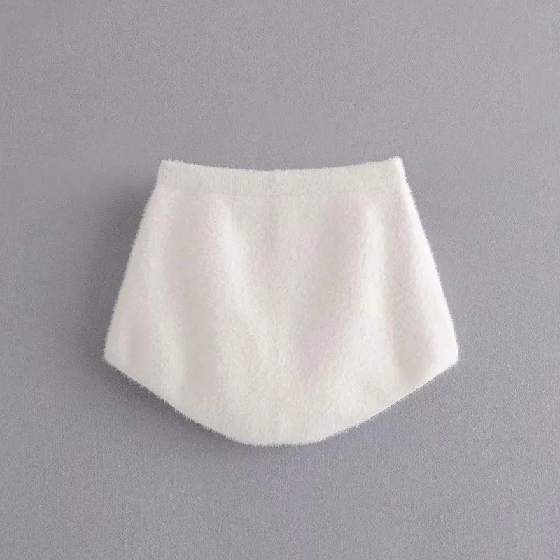 

2020 white plush women suit V-neck strap + high waist shorts + cardigan jacket coat 3 pieces set