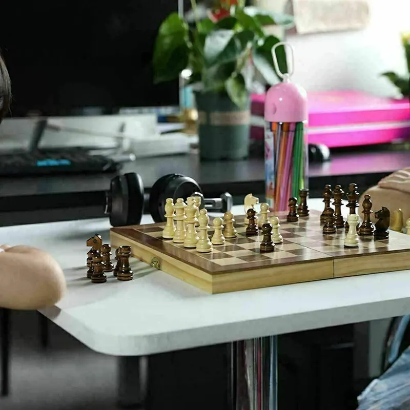 Деревянный складной Шахматный набор без магнита с валяной игровой доской