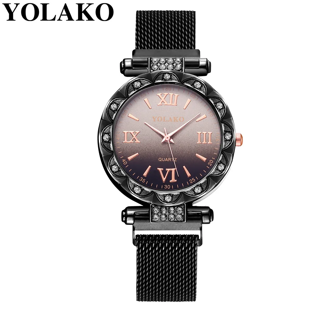 Часы YOLAKO женские кварцевые люксовые простые наручные часы с браслетом из