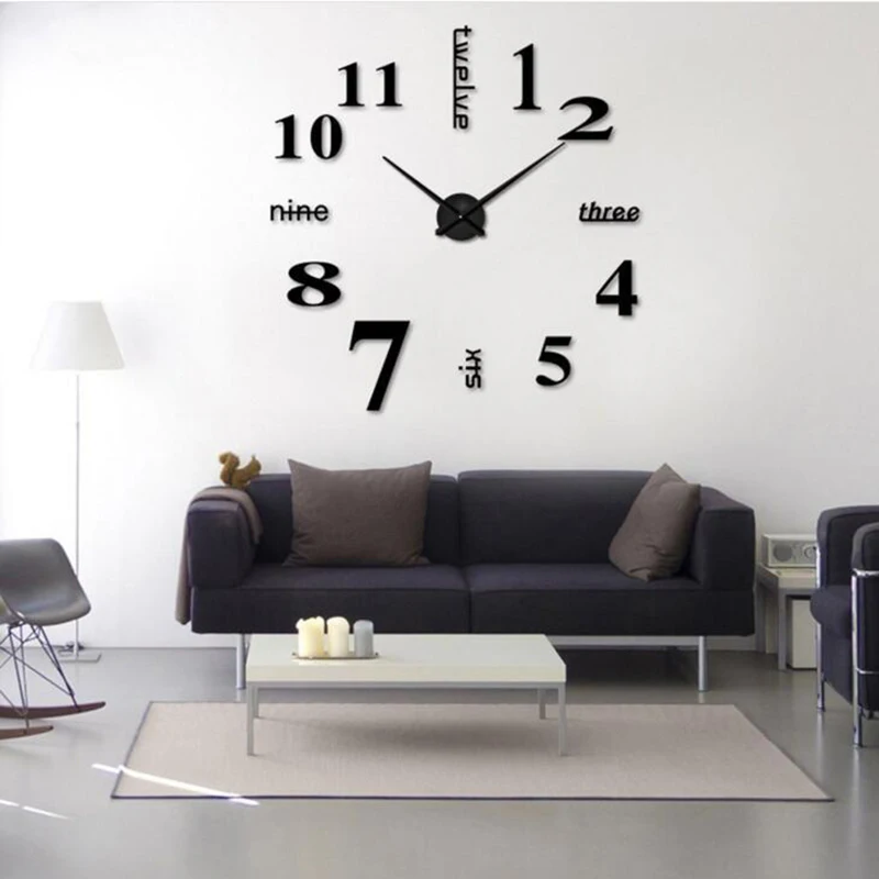 

3D Wall Clock Mirror Wall Stickers Creative DIY Wall Clocks Removable Art Decal Sticker Home Decor Living Room Quartz Needle Hot