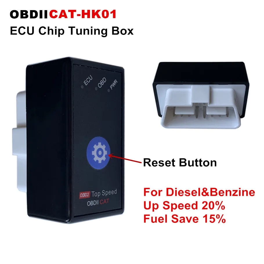 

100pcs DHL OBDIICAT-HK01 Super OBD2 For Both Benzine &Diesel Cars ECU Chip Tuning Box Cars Plug and Drive OBDII ECO NIitro