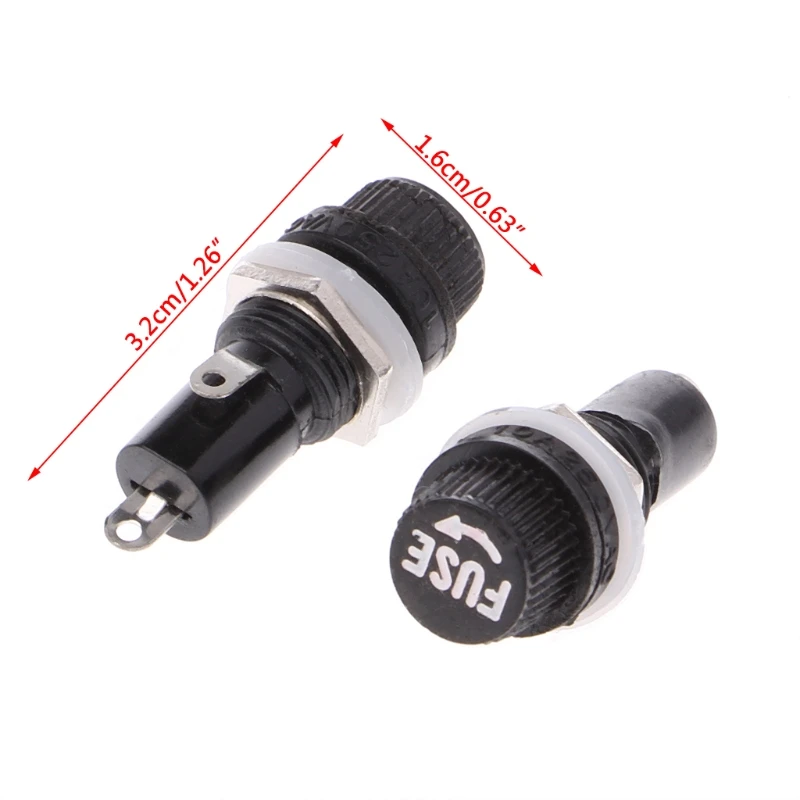 

5 Pcs Panel Mount Chassis Fuse Holder for 5x20mm Glass Fuses 10A 250V