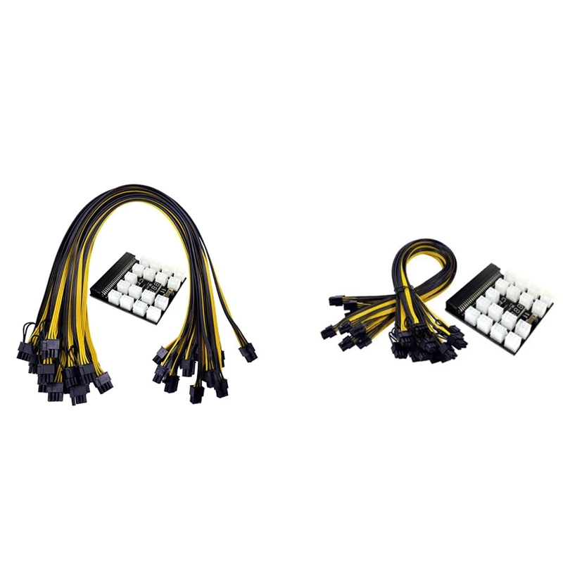 

12V 64Pin Power Module Breakout Board + 12Pcs 6Pin to 8Pin Power Cable for HP 1200W 750W PSU Miner GPU Mining ETH