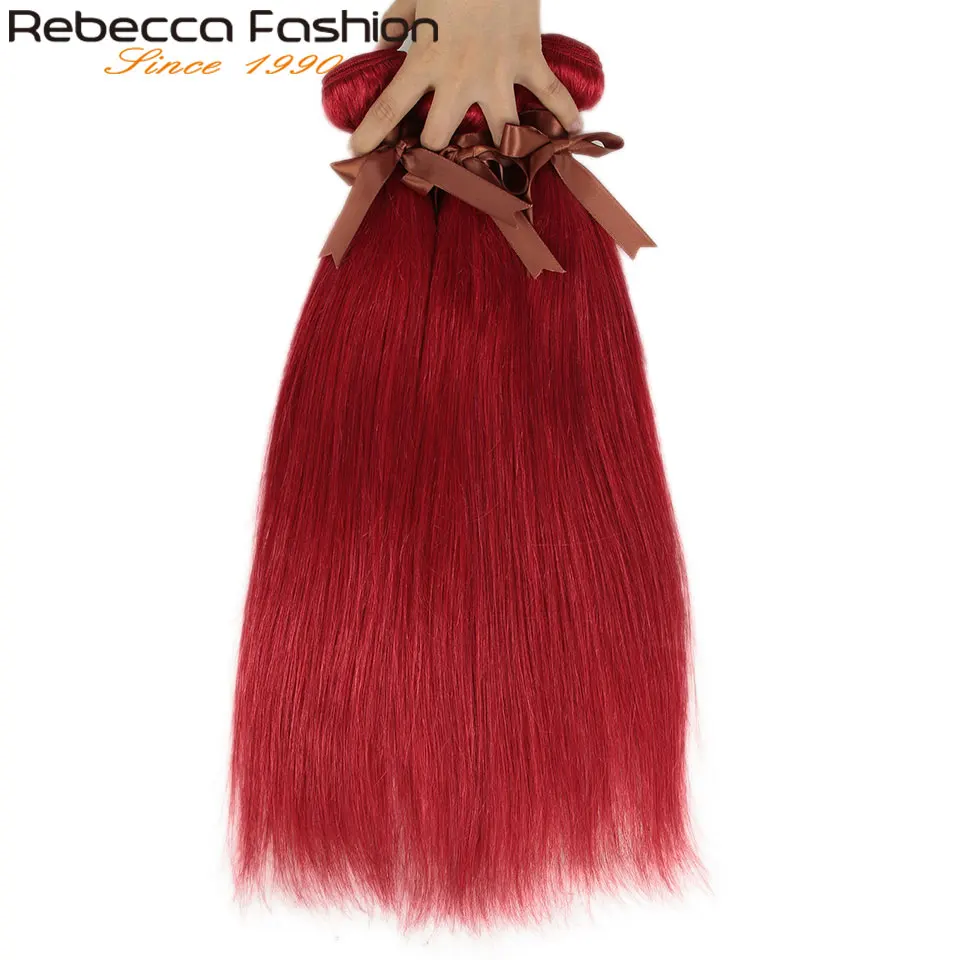 Rebecca красные светлые волосы пряди бразильские прямые 8-28 дюймов Remy 3/4 100%