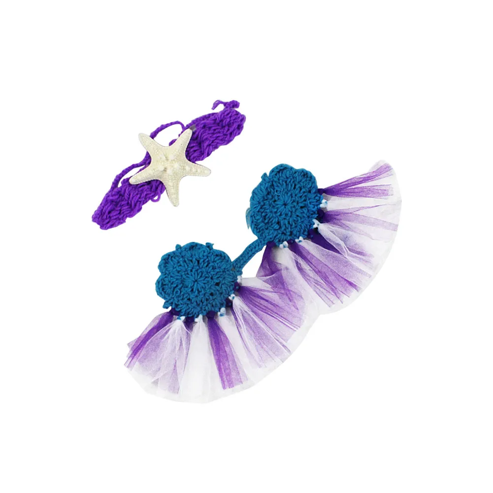 

Girl Baby Photography Props Headband Bra Tail Knitted Costume Gift Party Clothing Accessories Infant Comfortable Photo Studio