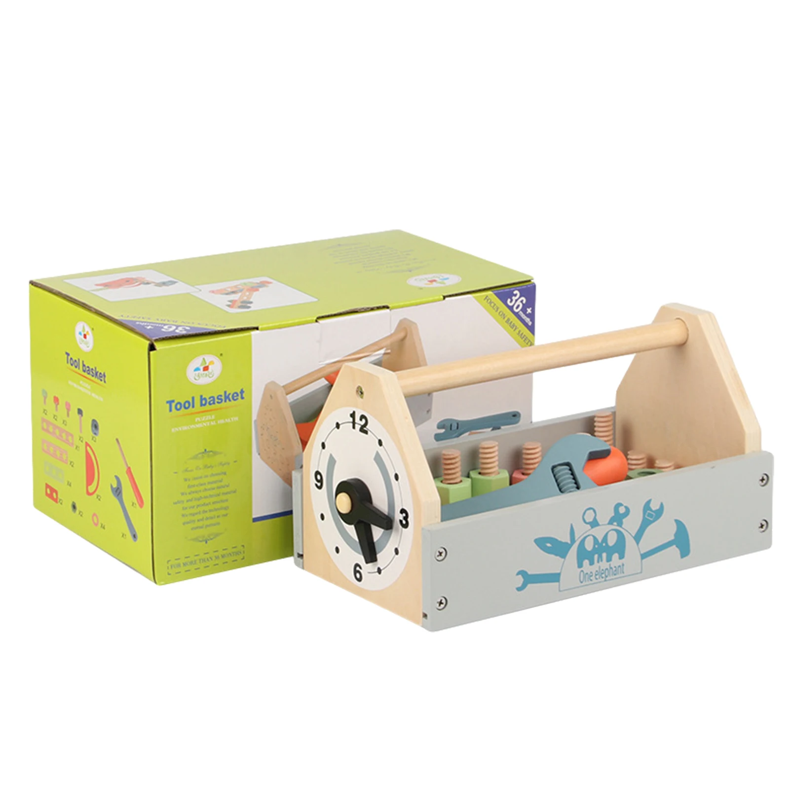 

Wooden Early Education Nut Assembly And Disassembly Kit Tool Basket Simulation Maintenance Toolbox Educational Toys For Children