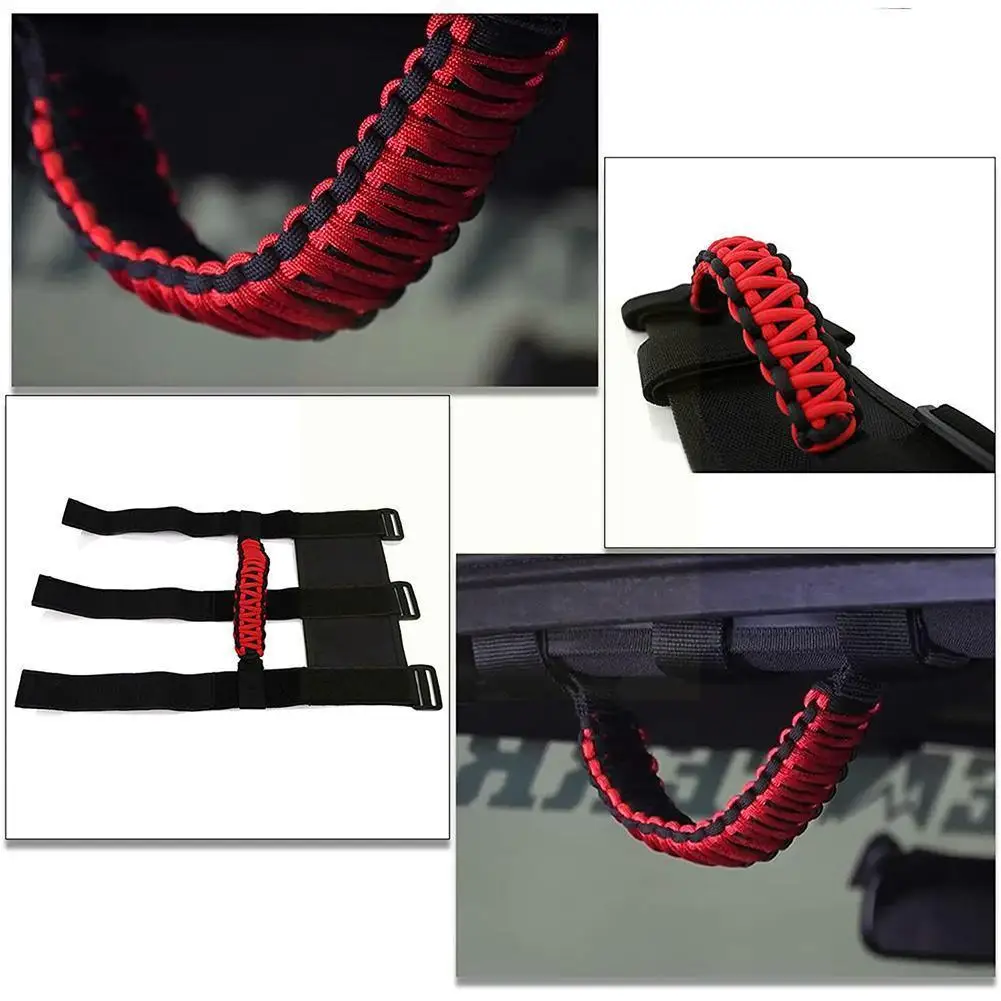 

Suitable For Jeep Wrangler 1987-2020 Three-belt Anti-roll Pull Handle Bar Braided Handle Grip Nylon H1A9