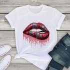 Новинка лета 2020, женская футболка в стиле Харадзюку, модная сексуальная женская футболка с принтом губ, повседневная женская футболка большого размера с коротким рукавом