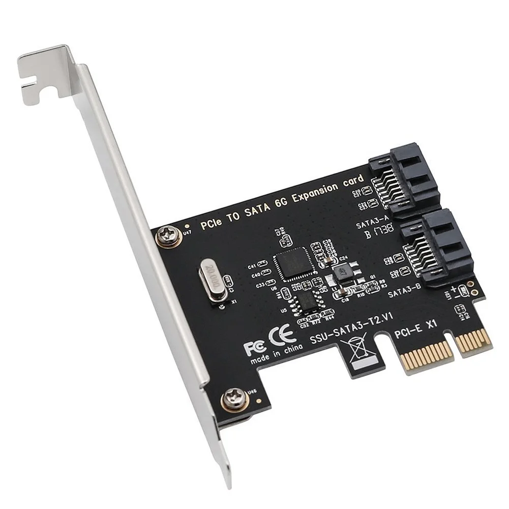 PCI E для SATA 3 0 6 ГБ аксессуары двойной порт настольного ПК Plug And Play черный адаптер