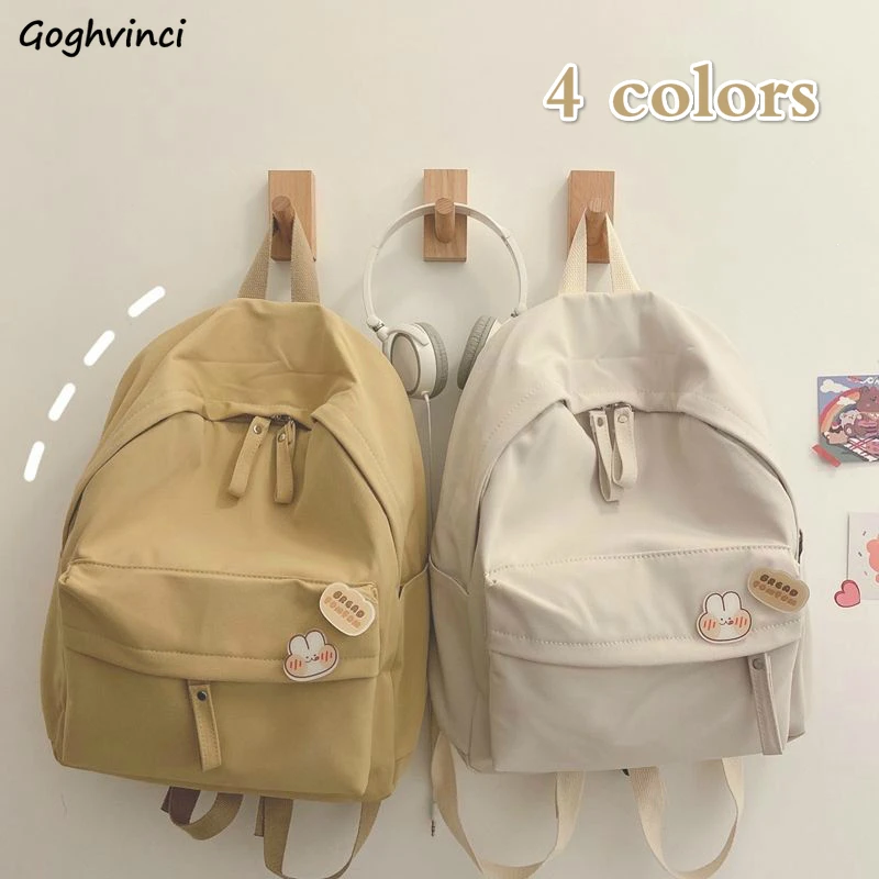

Backpacks Women Nylon Students Solid Large Capacity Harajuku Kawaii Leisure Multi-pockets Korean Style Rucksack Chic Trendy New