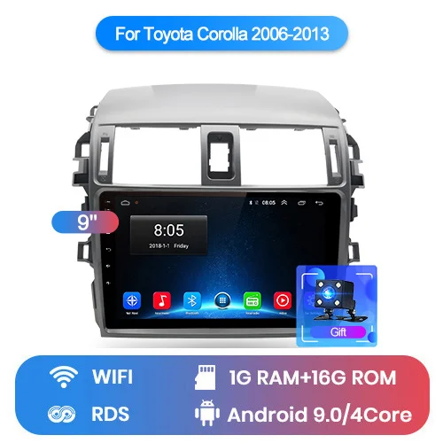 WIFI (1GB 16GB) Junsun 2G+ 3 2G Android 8,1 для Toyota Corolla E140/150 2008-2013 авто 2 din Радио стерео плеер Bluetooth gps навигация 2din - Цвет: WIFI (1GB 16GB)