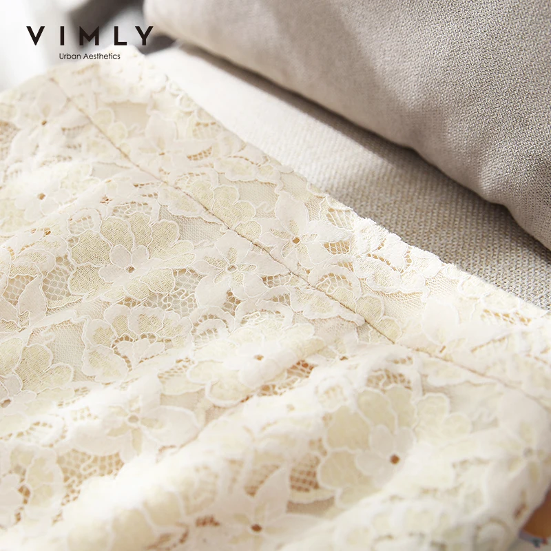 Осенняя юбка Vimly для женщин новинка 2021 корейские однотонные кружевные миди-юбки с