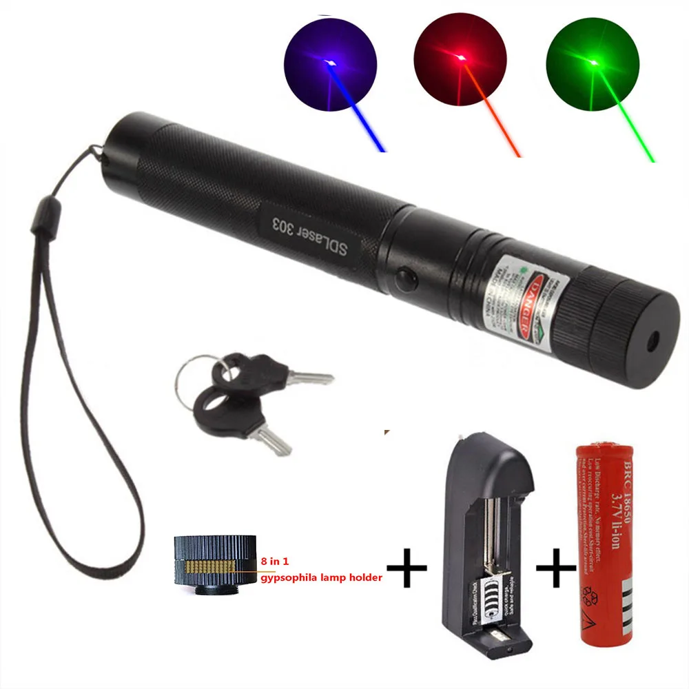 

High-power laser pointer 303 green sight 532nm 5mw green laser adjustable focus burning laser pointer long-distance radiation