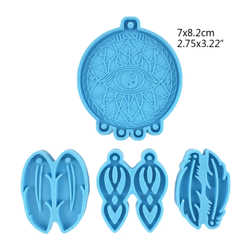 

Y1UE Casting Resin Mold Silicone Kit Key Chain/earring Silicone Mold for Epoxy Resin Dream Catcher/feather Pendant Mold