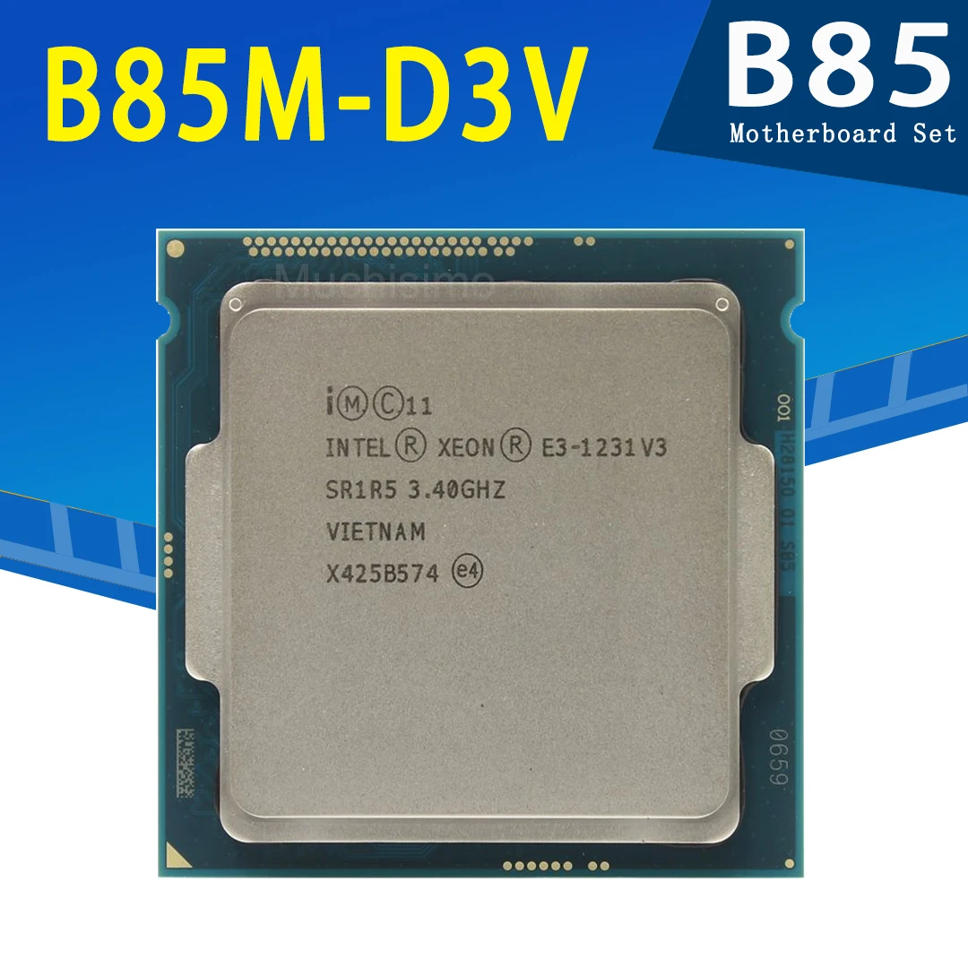 Billig Gigabyte B85M-D3V Motherboard Mit Intel Xeon E3-1231 V3 CPU Motherboard Kombination 3,4 GHz 4-Core PC Intel B85 Placa-Mãe 1150