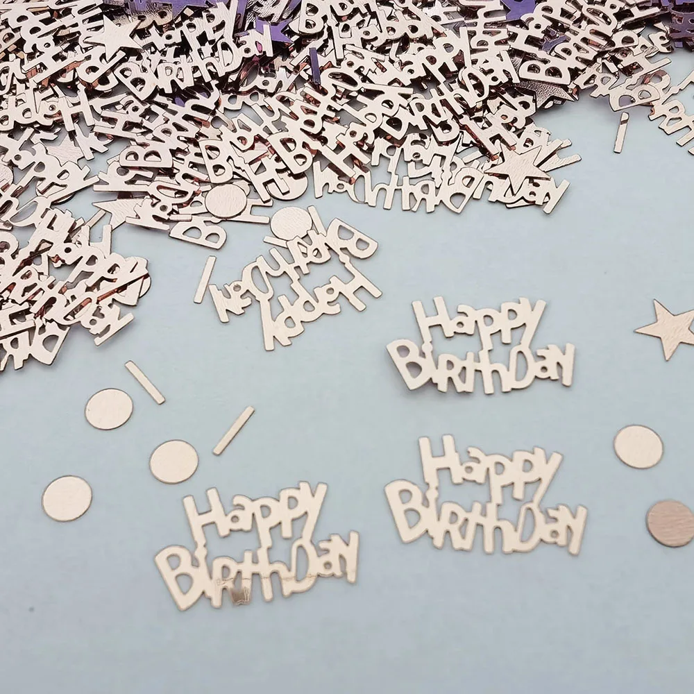 

Rose Gold Happy Birthday Party Plastic Sequin Throwing Confetti Baby Baptism Sequin Decor Happy Anniversary Supplies Decoration