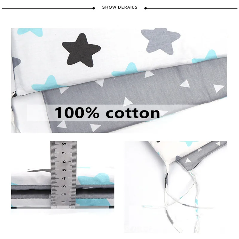 

Baby Bed Crib Bumper U-Shaped Detachable Zipper Cotton Newborn Bumpers Infant Safe Protector Bebe Unisex Line Fence Cot
