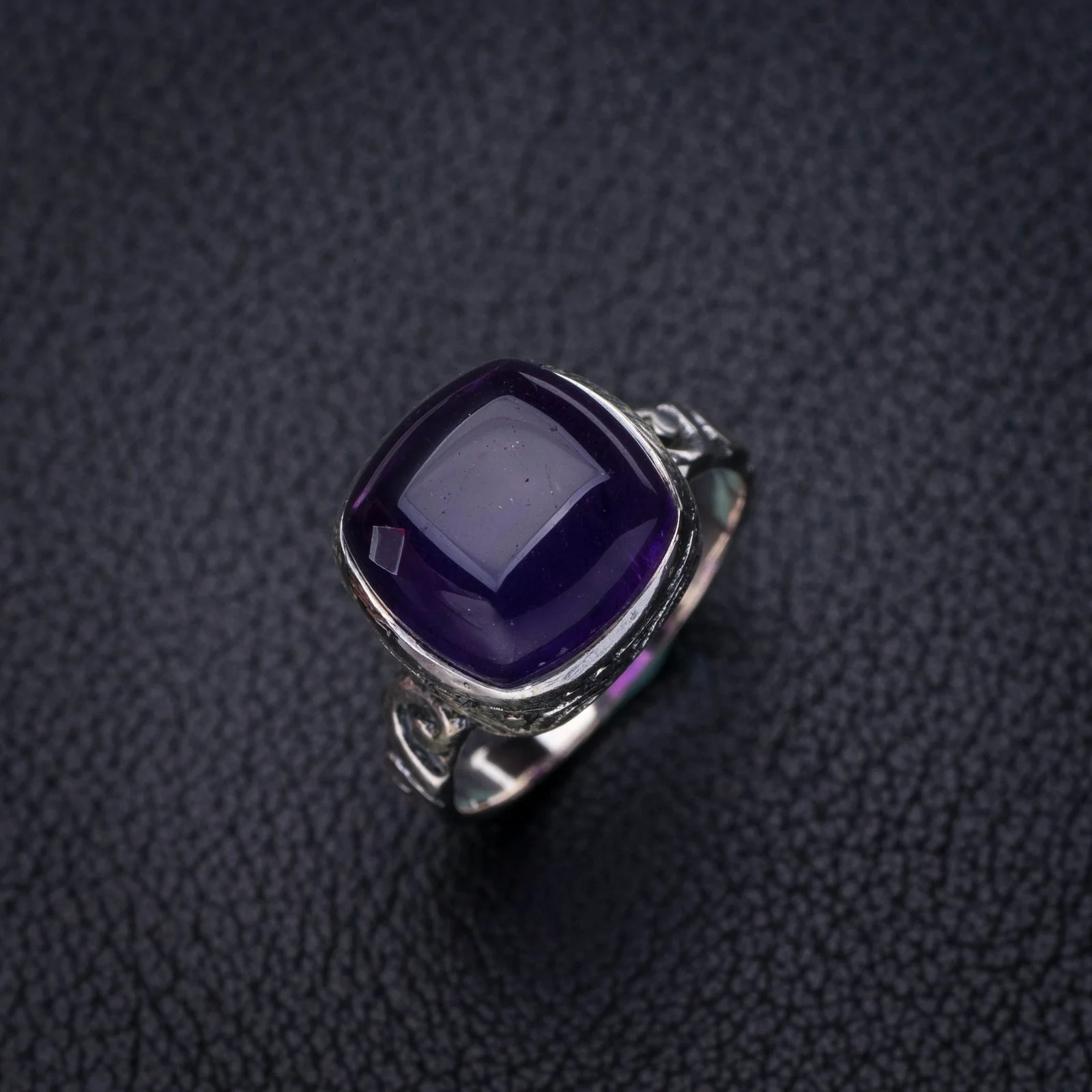 StarGems Natural Amethyst Handmade 925 Sterling Silver Ring 8 E7793