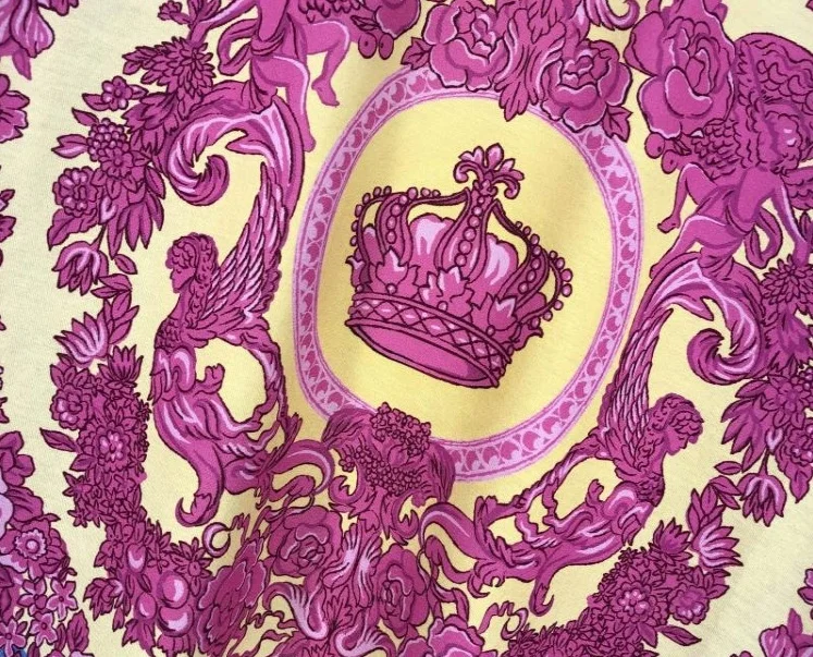 

new fashion famous brand cotton tee t shirts crown purple floral print for men