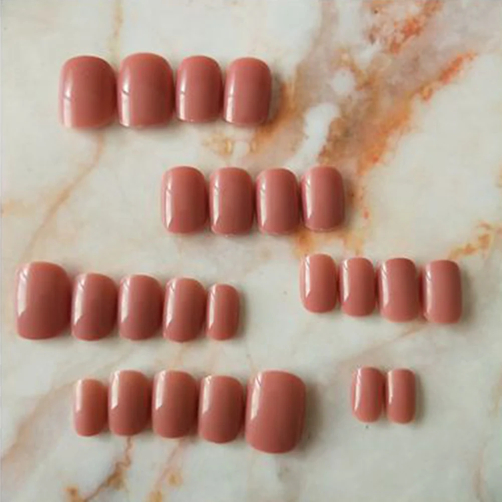 

24pcs DIY Nail Tip Solid Color Self Adhesive Faux Nail Art Extension Tool EY669