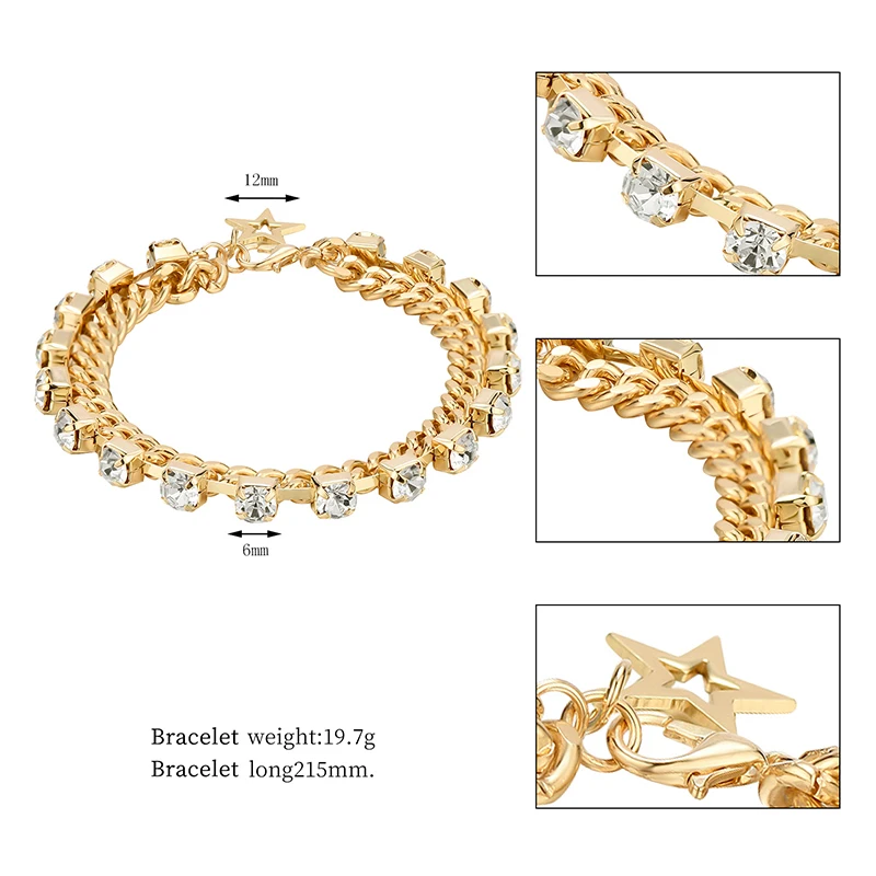 5 мм медный Роло цепи Звездный браслет с AAA кубического циркония теннисные