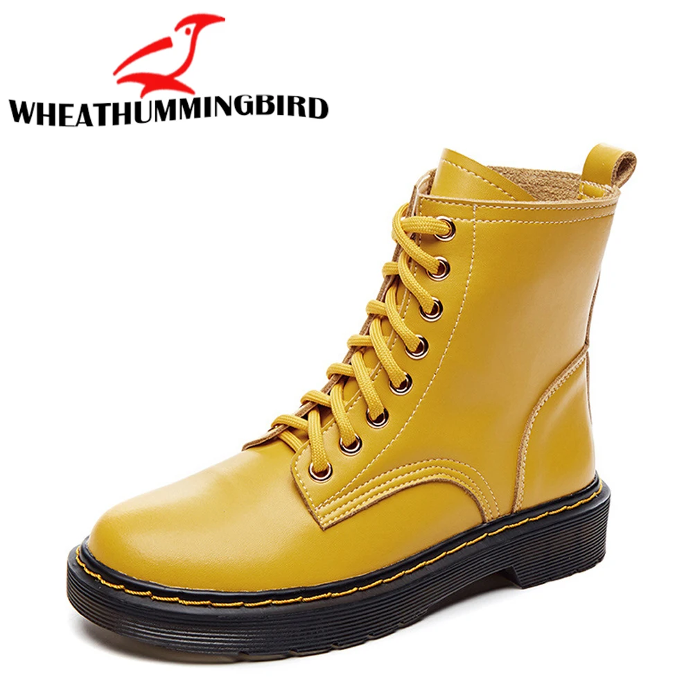 

Fashion martin boots lace-up Thick Bottom short Ankle shoes Leather pu women Autumn Non-slip wedges platform boots B22-79