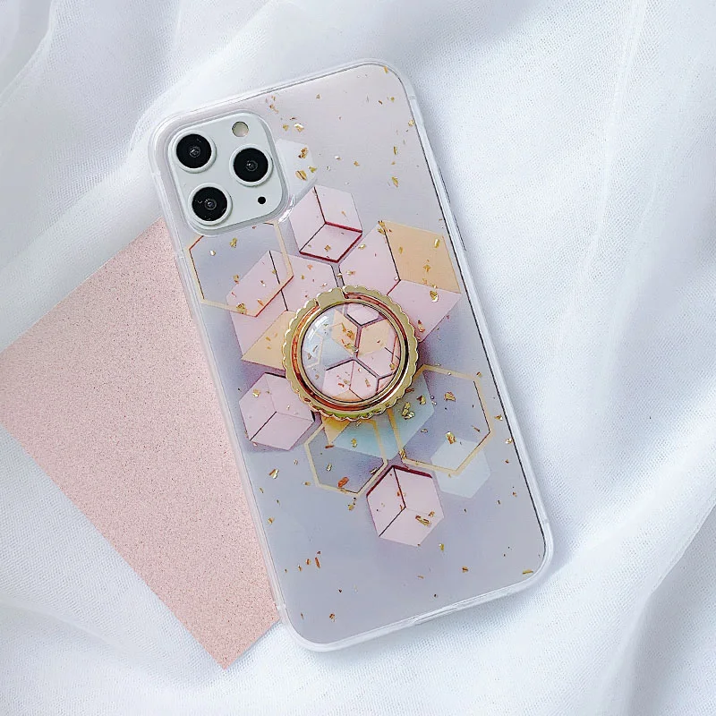 IK92-DJ09LiFangT SoCouple кольцо из ТПУ чехол-держатель для iphone 7 8 6 6s plus чехол для iphone XR 11 Pro X Xs Max мраморный Золотой фольга кольцо держатель чехол - Цвет: IK92-DJ09LiFangT