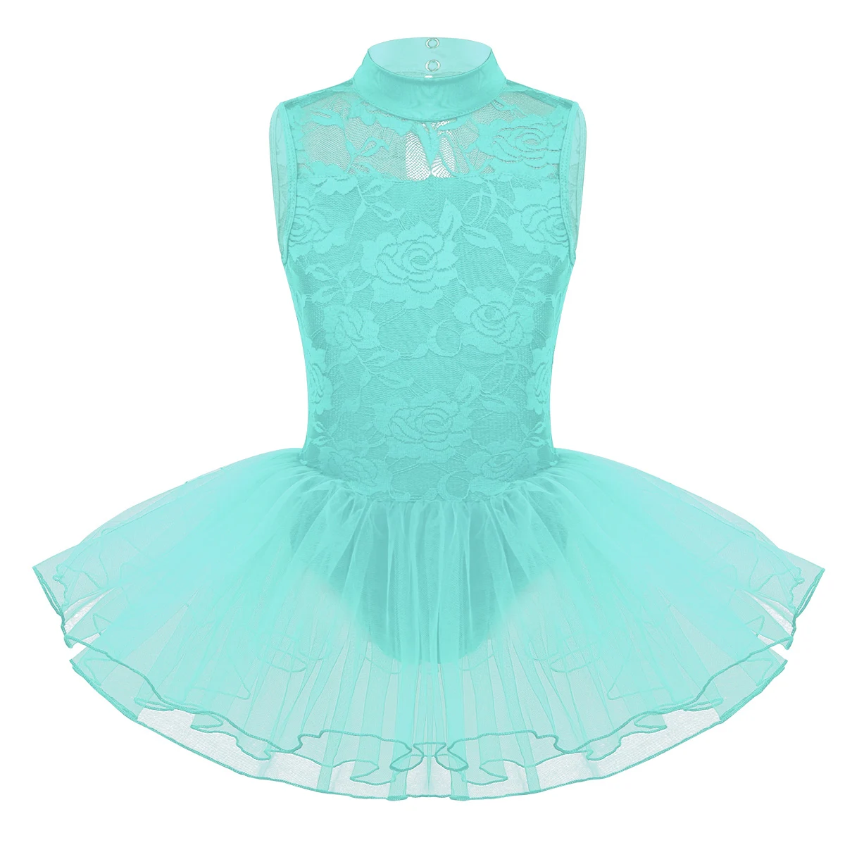 Mint Green Детское балетное платье-пачка; балерина для девочек; платье для танцев; гимнастическое платье-трико с цветочным кружевом и застежкой-молнией - Цвет: Mint Green