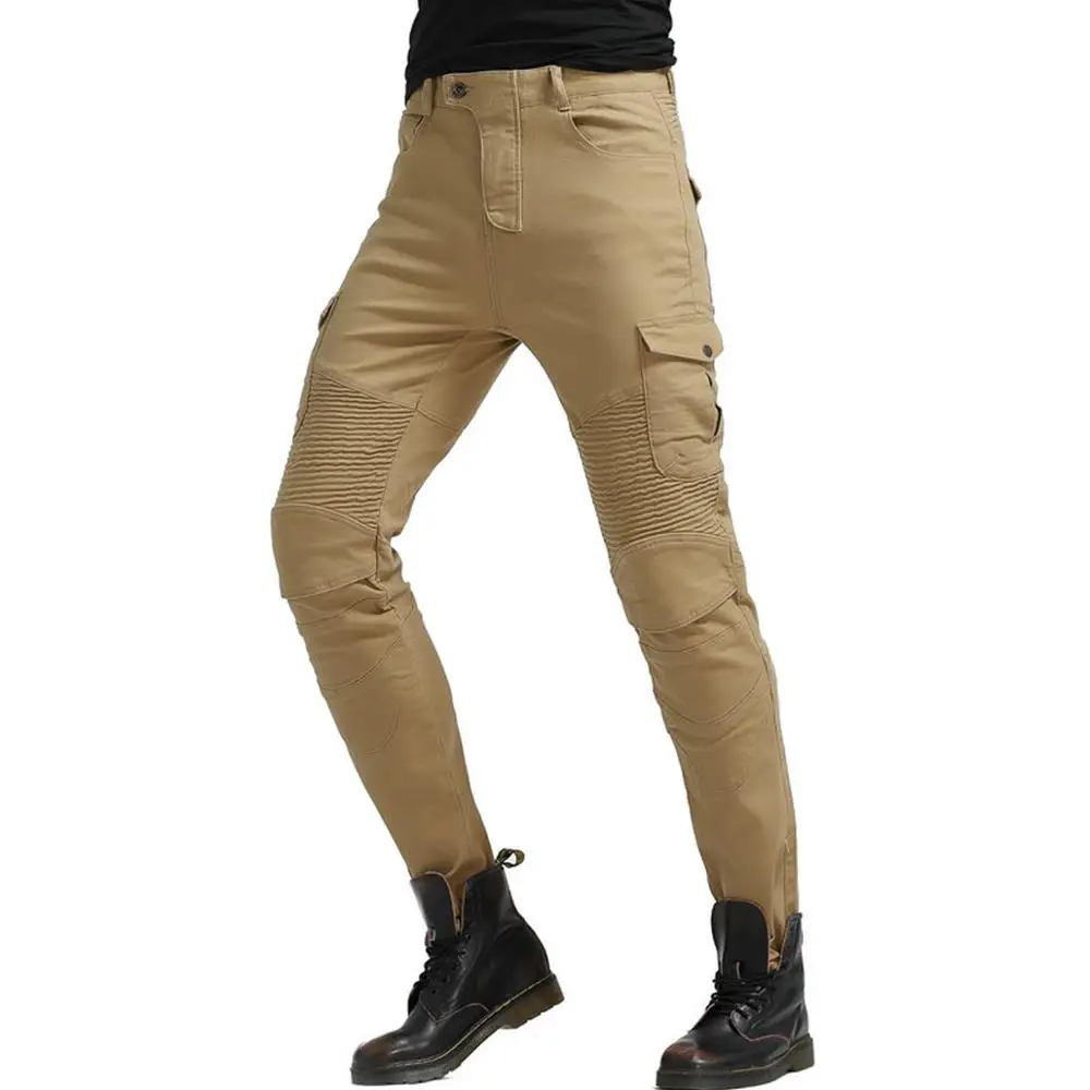 Мужские джинсы для езды на мотоцикле 4 X CE съемные наколенники цвета хаки XS 3XL
