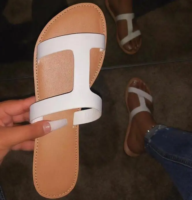 Популярные женские пляжные вьетнамки кожаные сандалии Новинка обувь на плоской