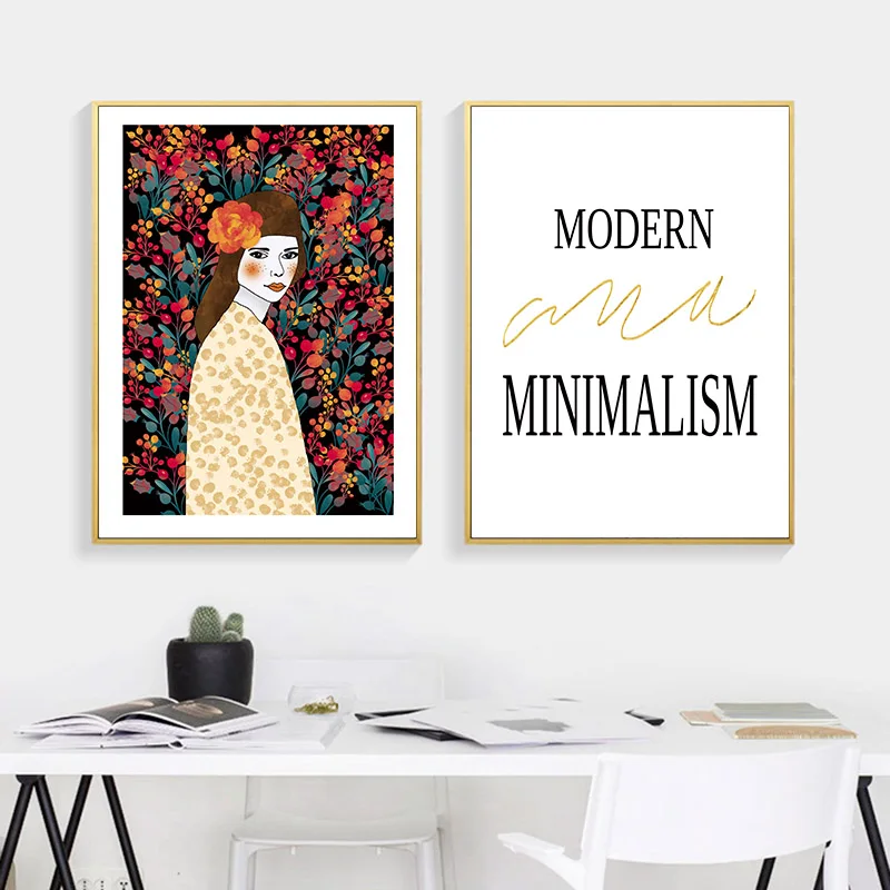 Постер с цветочной девушкой абстрактный холщовый постер настенный