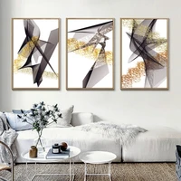 golden abstract lines geometric canvas painting nordic posters and prints home room decoration wall art pictures no frame