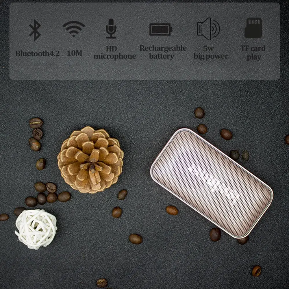 Портативная беспроводная Bluetooth Колонка Lewinne маленькая металлическая портативная