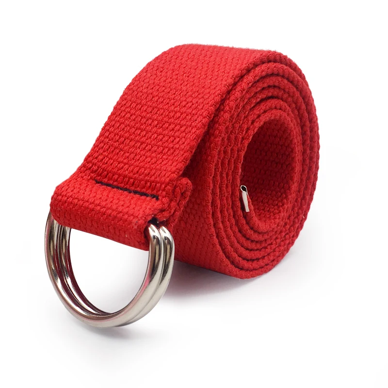 Style 2 Red 130 см модный нейтральный нейлоновый холщовый ремень с d-образным кольцом и двойной пряжкой, студенческий ремень, Холщовый пояс с двойной пряжкой - Цвет: Style 2 Red