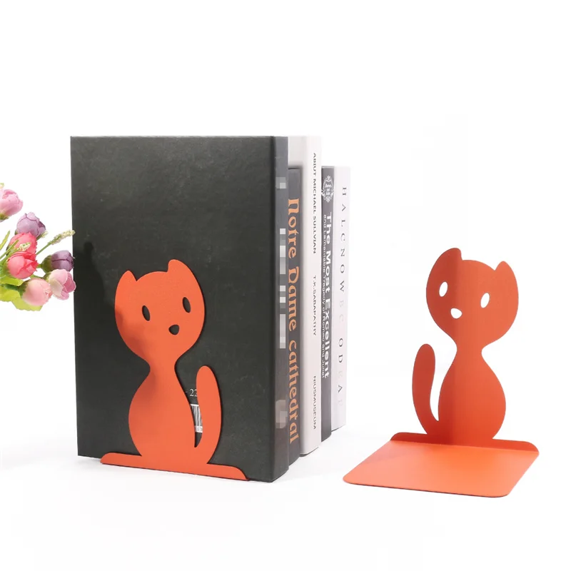 Настольный книжный шкаф в виде кошки простой оранжевого цвета милый с напольным