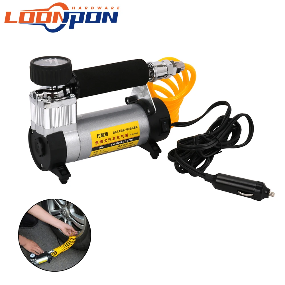 

Car Auto Electric Pump 12V Air Compressor Kit Portable Tire Inflator Tool 100PSI Basketball inflators Motorcycle inflators
