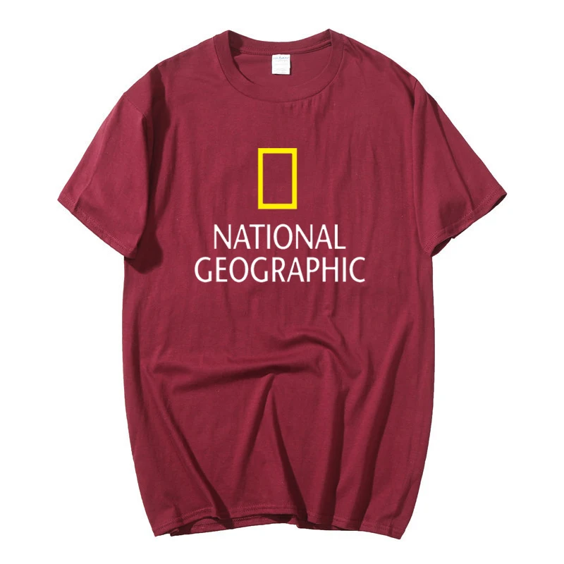 

2021 New National Geographic magazine men's 100% cotton T-shirt for Harajuku style color print peripheral men clothes tops