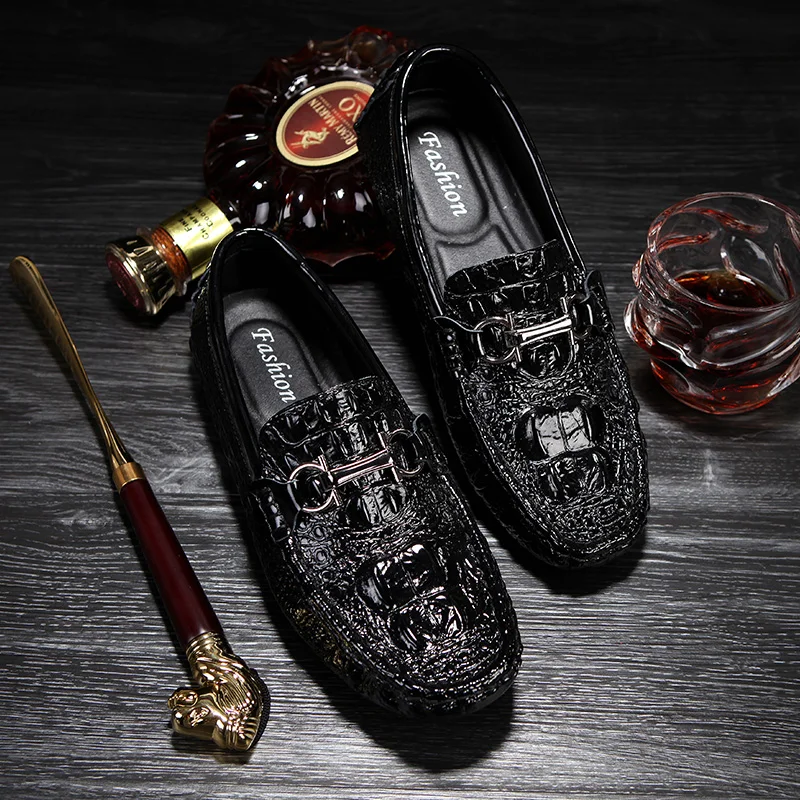 Mring/Мужская обувь сезон осень Мужская в горошек с узором крокодиловая кожа