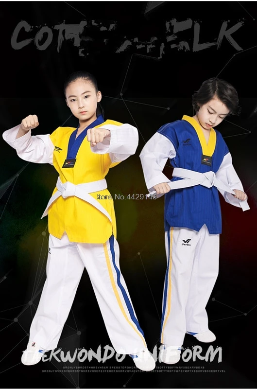 8 видов цветов Высококачественная униформа для тхэквондо Корейская детей и