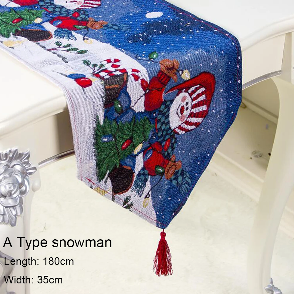 A Type snowman 1 шт. Рождественский Настольный коврик скатерть Рождественский флаг Санта Клаус гобелен Красные ковровые дорожки на стол домашний декор - Цвет: A Type snowman