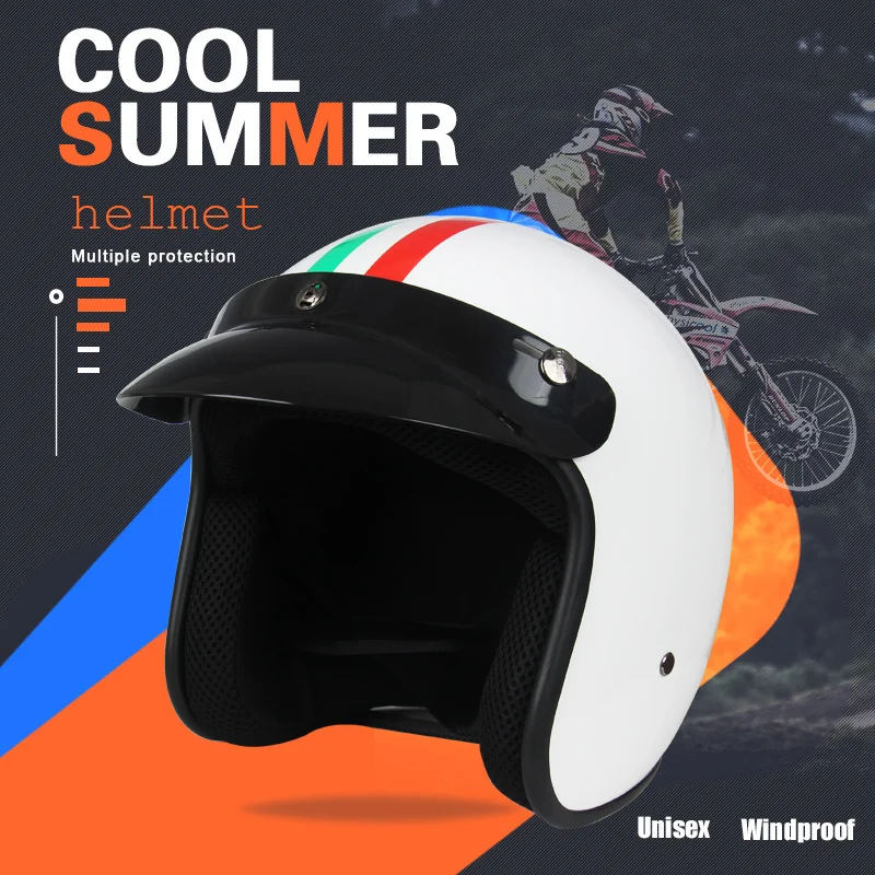 

3/4 Retro Helmet Men And Women For All Seasons Motorcycle Retro Helmet Helmet With Bubble Mirror