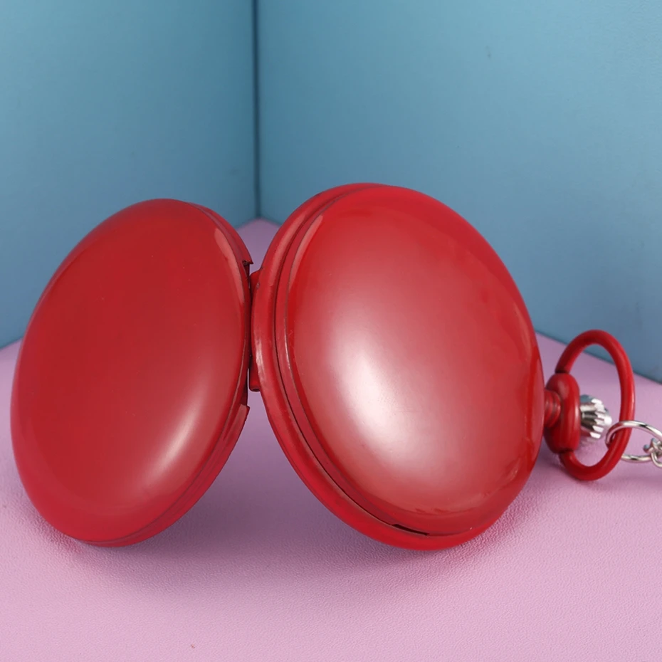 

Summer Fashion Solid Candy Color Smooth Quartz Pocket Watch Sweater Necklace Pendant FOB Chain Luxury Clock Gifts for Men Women