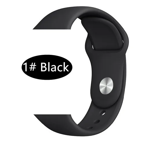 black 1 Новые спортивные силиконовые часы для apple watch band 4 44 мм 40 мм(iwatch 5) apple watch 3 2 1 42 мм 38 мм аксессуары для наручных браслетов - Цвет ремешка: black 1
