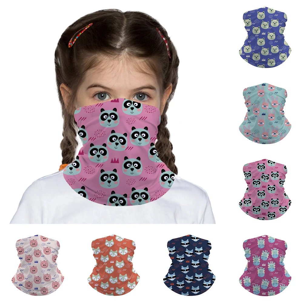 Детская бандана из полиэстера с мультяшным медведем и лисой шарф