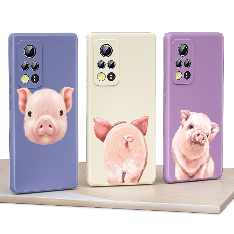 

Little Pig Cute for Honor 50 30 20 10 10X 9X 9S 9C Pro Lite 5G Liquid Silicone Soft Cover Shockproof Phone Case